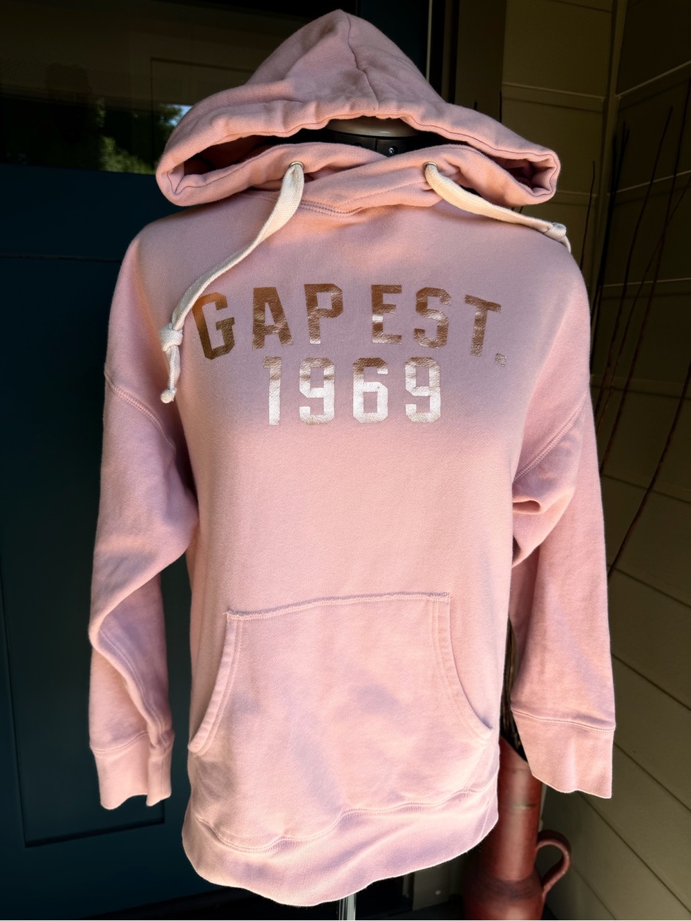 GAP Pink Metallic Logo Hooded Sweatshirt